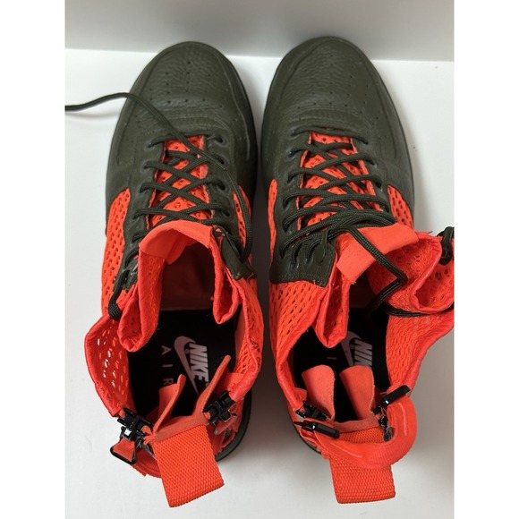 NIKE SF Air Force 1‎ Mid Sneaker Men 9.5 Cargo Khaki Total Crimson  AA7345-300 - Picture 7 of 9